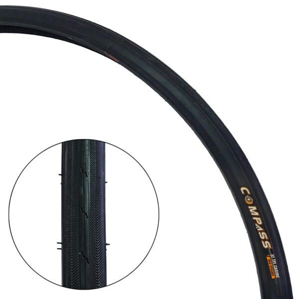 Pneu 700 x 25C CompassTringle rigide PSI 80-100 TPI 27 Noir