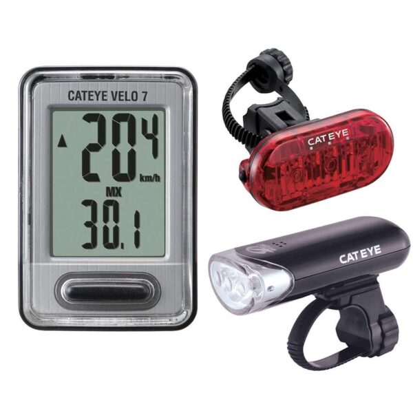 Ensemble lumières et cyclomètre HL-EL135 Omni 3 et Velo 7